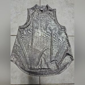 Anthropologie metallic gold mock turtleneck blouse top xs